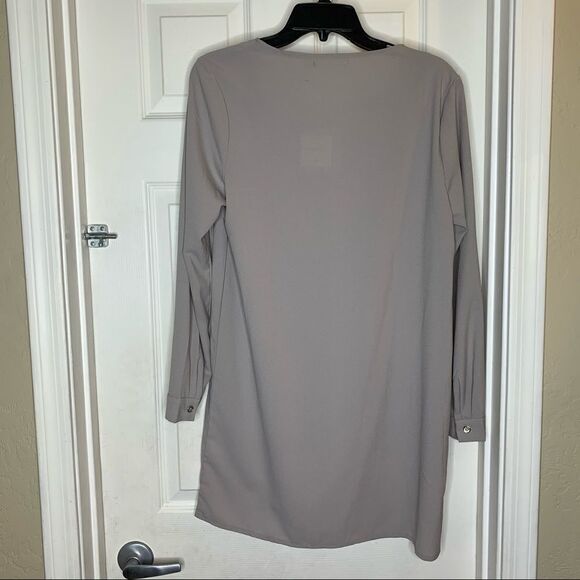 Missguided Scallop Front Lace Up Shift Dress Gray - Picture 6 of 11